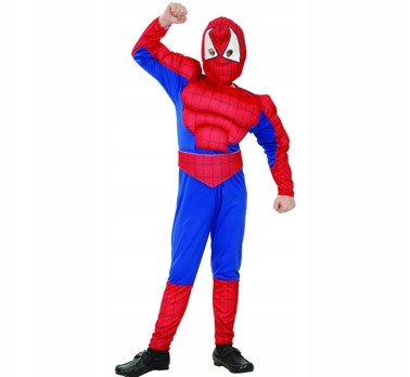 Strój Spiderman bohater z muskułami 110/120 cm