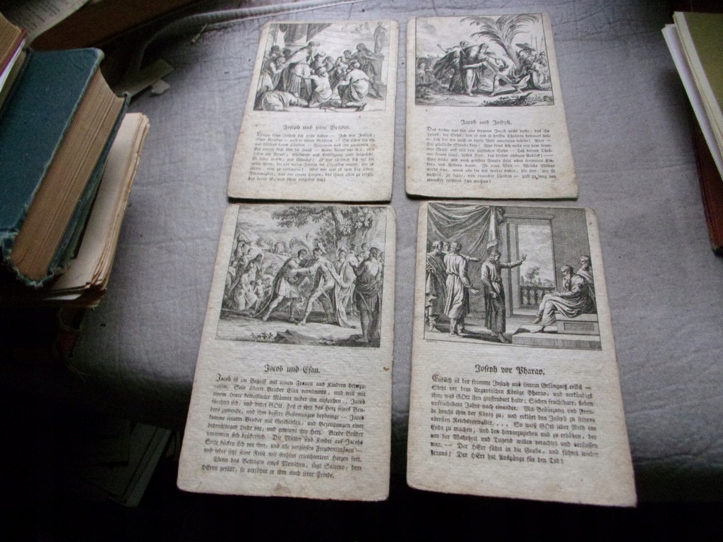 4 ryciny BIBLIA tekturowe karty 19x13 cm 1770 2