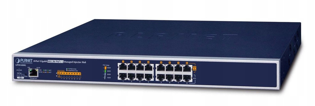 Planet 8-Port Gigabit 60W Ultra PoE Managed Injector Hub 400W