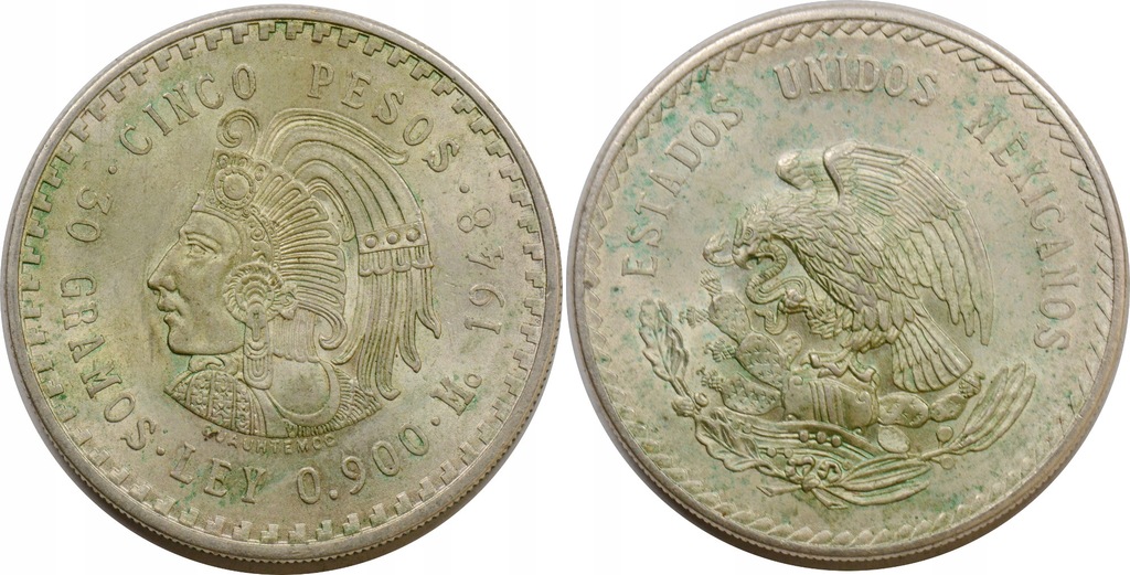 540AK. MEKSYK 5 PESO 1948 SREBRO.900 24.08