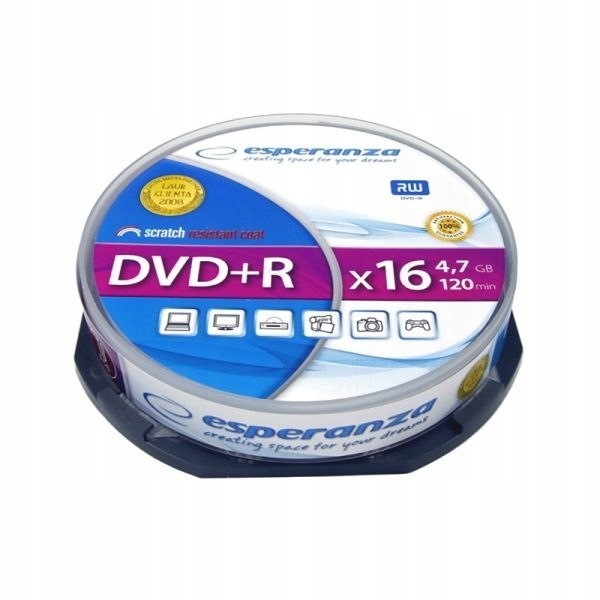 Płyta DVD+R Esperanza 4,7GB x16 - Cake Box 10 sztu