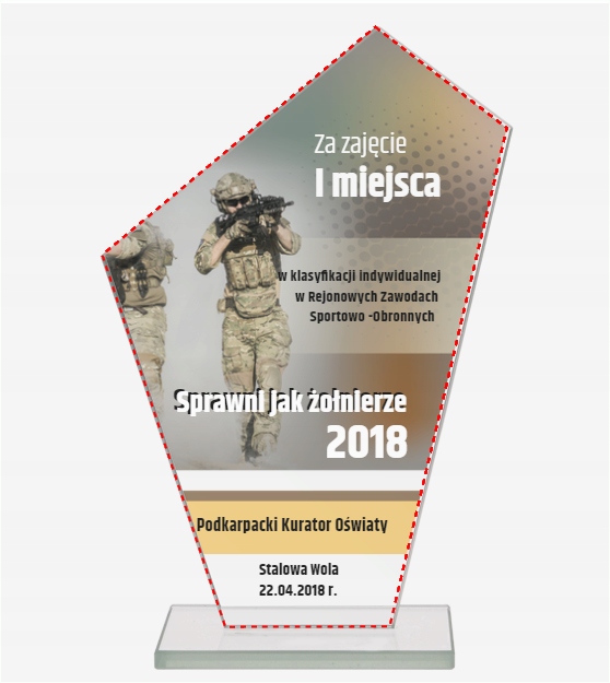 Statuetka szklana wys. 20cm dowolny nadruk