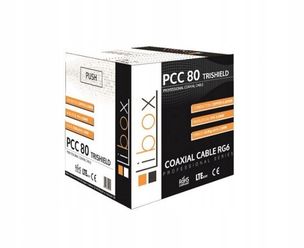 Przewód koncentryczny RG6 PCC80 LIBOX (rolka 300mb