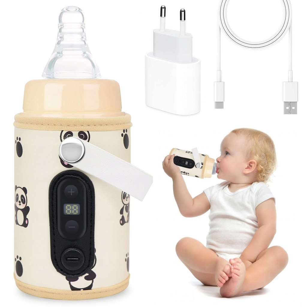 IDOTA Podgrzewacz Do Butelek Dla Dzieci USB 6 Temperatur Wyświetlacz Panda