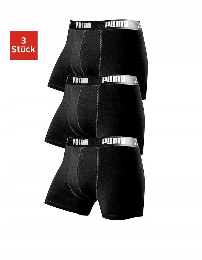 PUMA BOKSERKI MĘSKIE PUMA 3-PACK CZARNE r. M