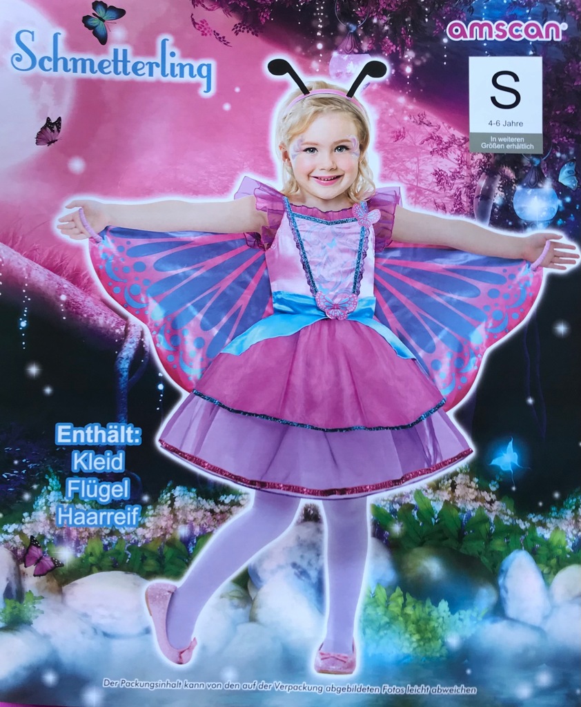 Przebranie kostium halloween motyl r. S 4-6 lat