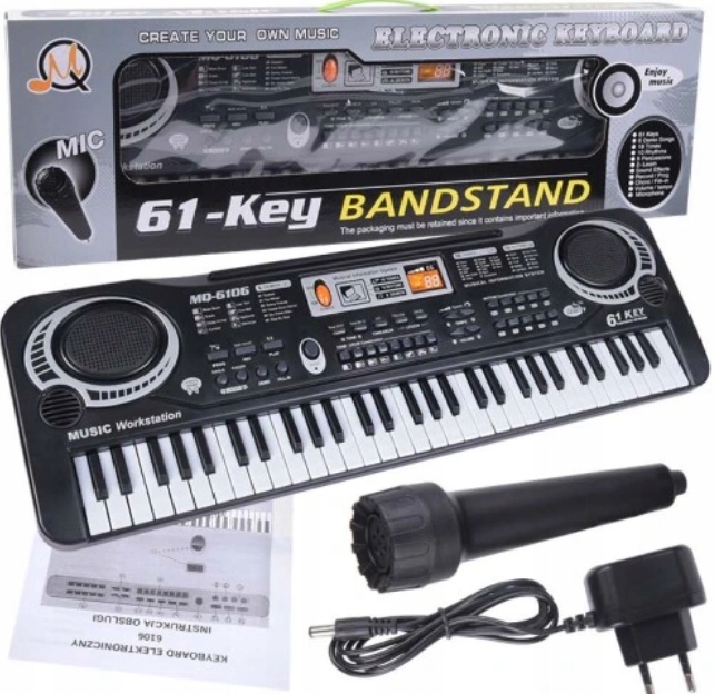 KEYBOARD ORGANY ELEKTRONICZNE DO NAUKI MIKROFON 61