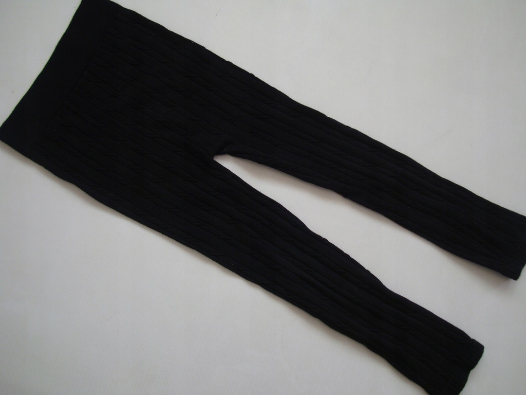 CIEPŁE czarne legginsy w warkoczyki r.116