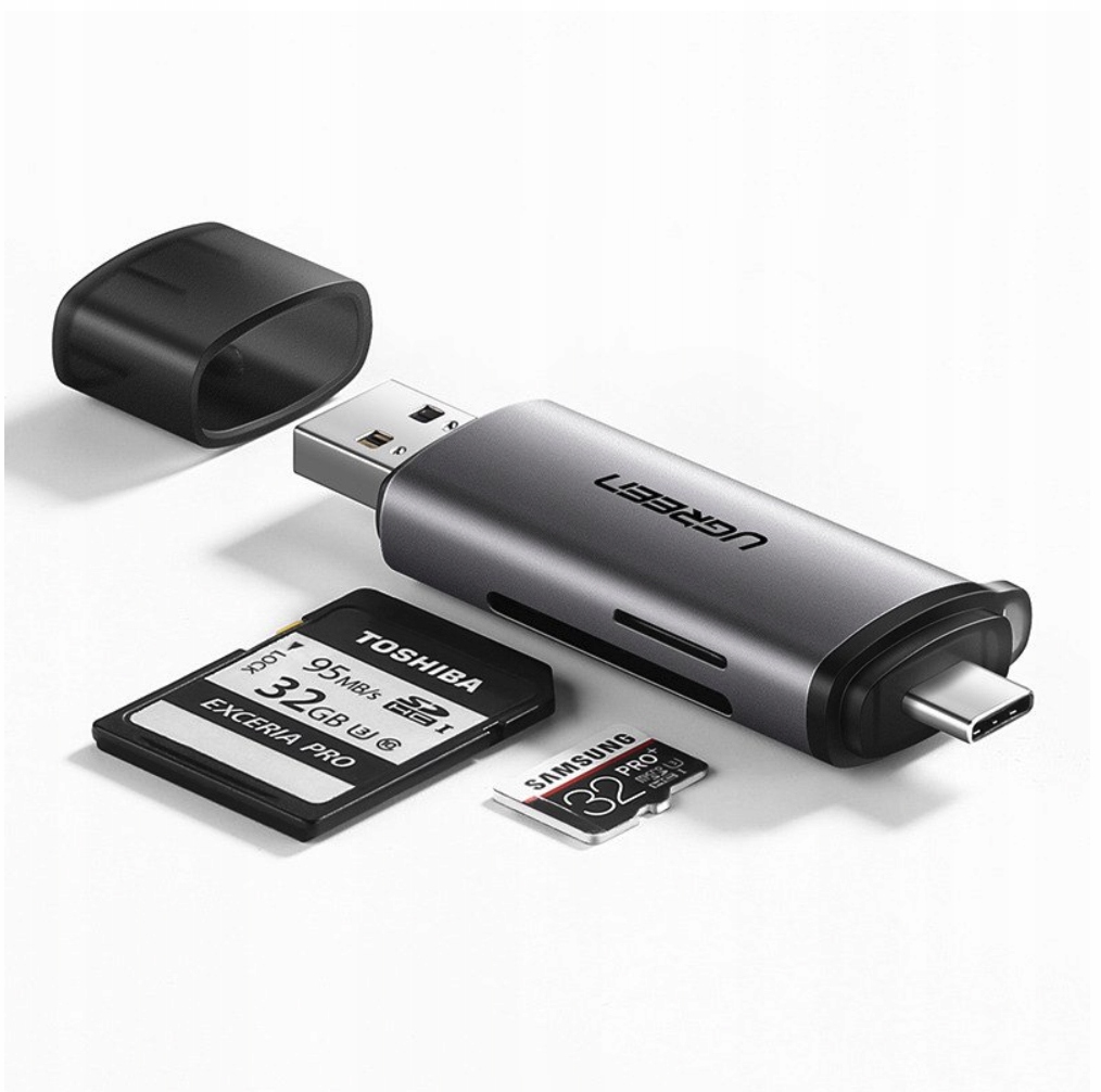 Adapter Hub Przejściówka USB + USB-C UGREEN czytnik kart SD + microSD