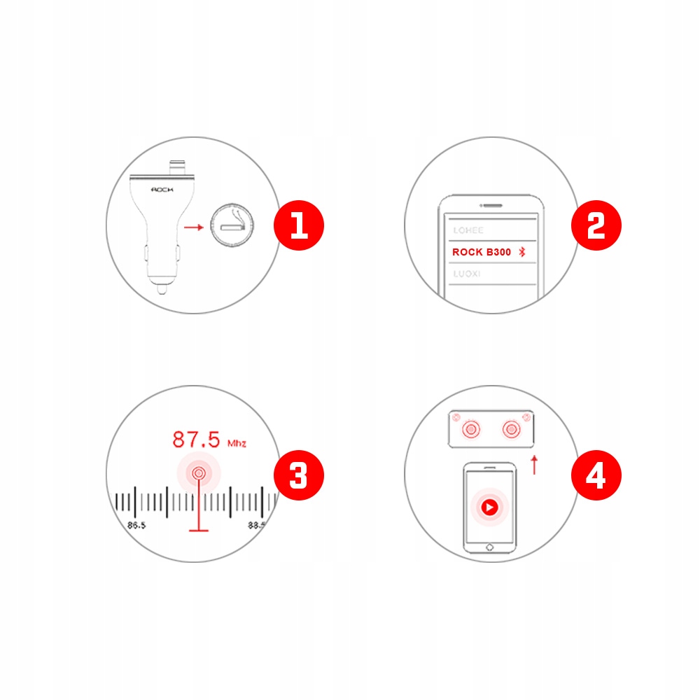 Купить ROCK B300 TRANSMITER FM Bluetooth USB зарядное устройство: отзывы, фото, характеристики в интерне-магазине Aredi.ru