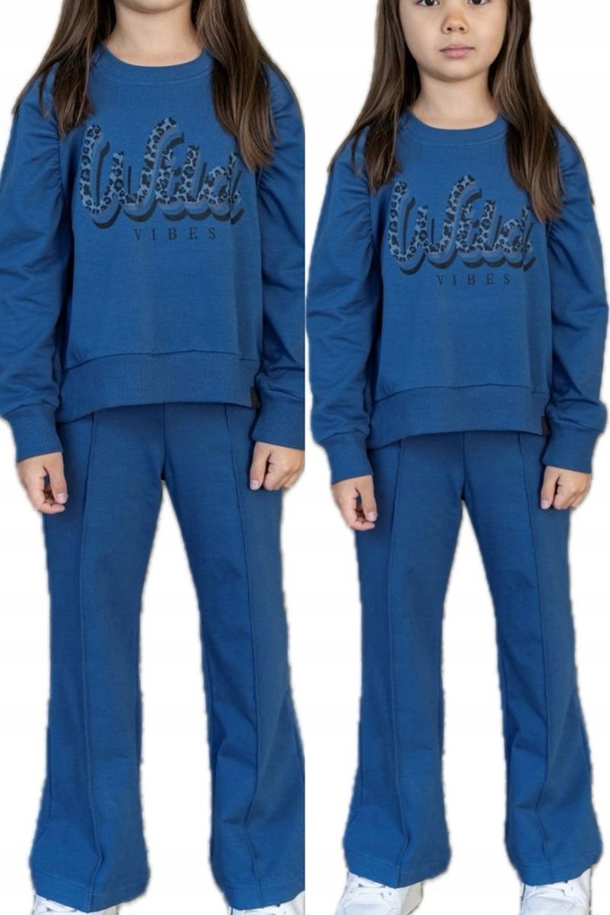 128-134 Komplet dres dziewczęcy bluza spodnie dres niebieski all for kids