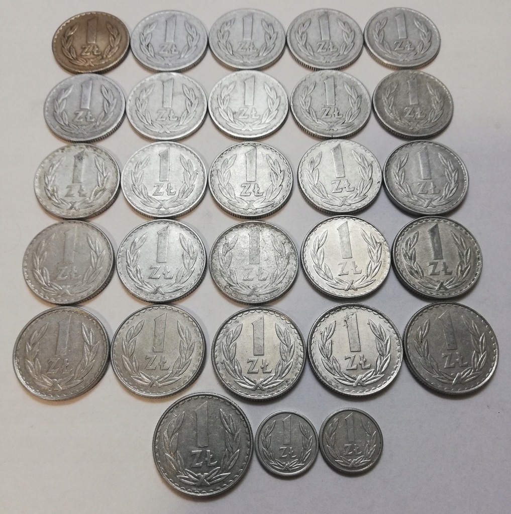 1 złoty PRL większość roczników zestaw 28 monet 1949,1957 do 1990 brak 2 !