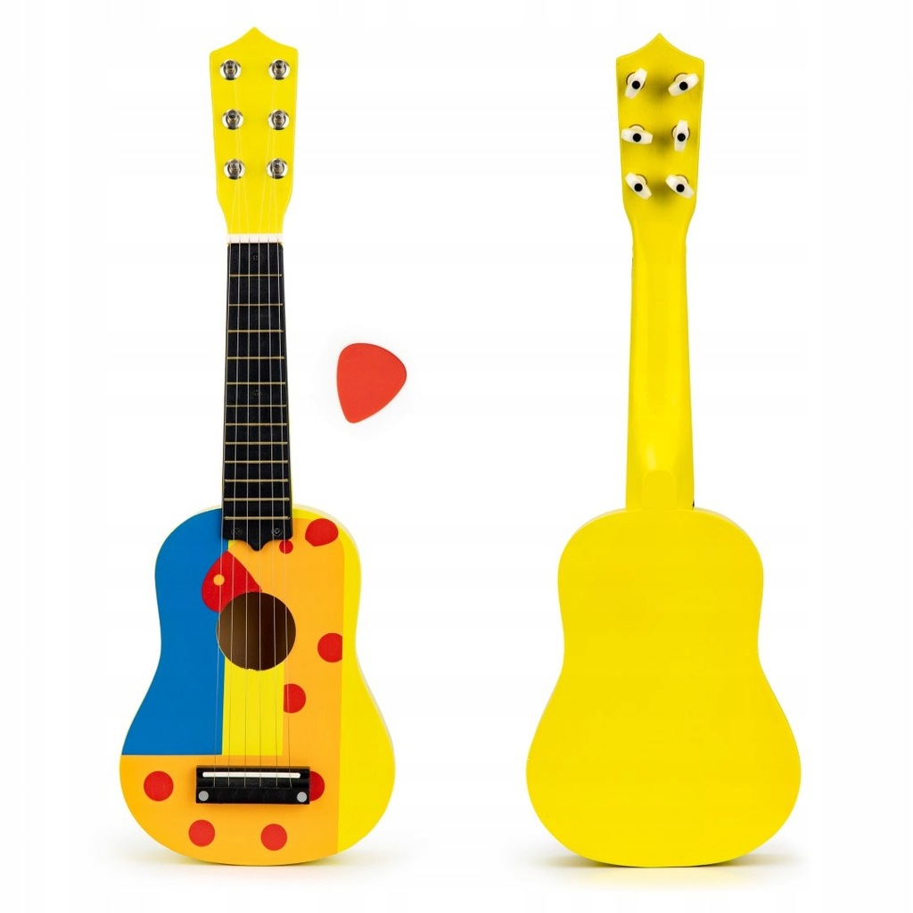 Gitara dla dzieci drewniana metalowe struny kostka