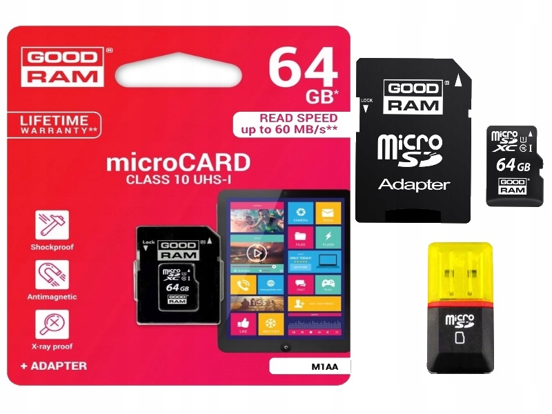 Karta Pamięci microSD GOODRAM 64GB 60mb/s+Czytnik