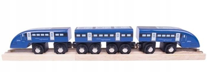 Pociąg drewniany ekspresowy niebieski Bigjigs Rail