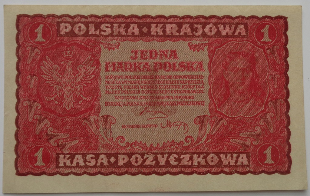 1 MARKA POLSKA - 1919 - I SERJA LR