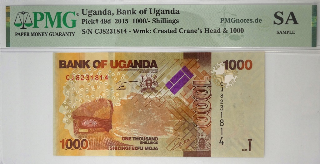 Uganda 1000 Shillings 2015 CJ8231814 PMG SAMPLE