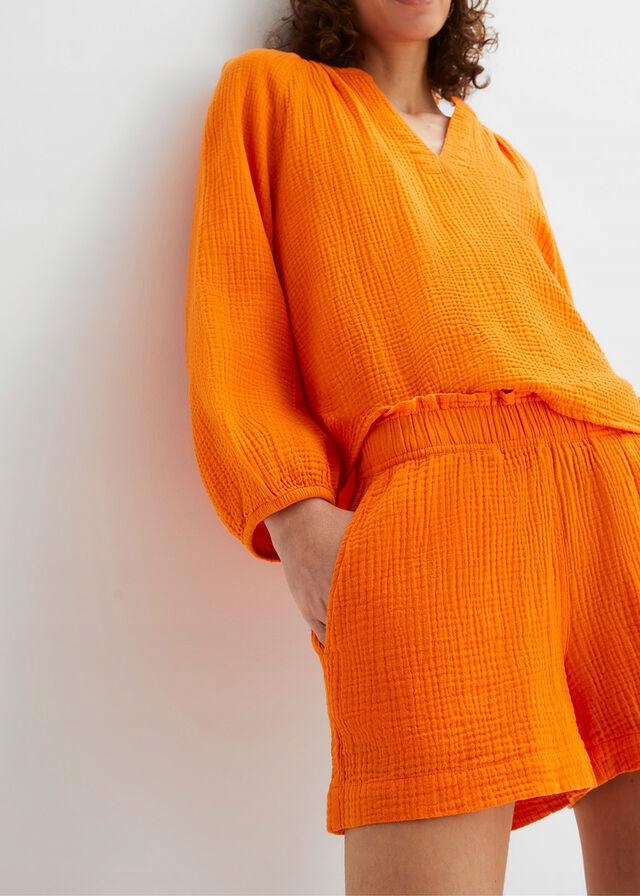 SZORTY SPODENKI MUŚLINOWE Z BAWEŁNY POMARAŃCZOWE 3K0E13 Bonprix 52