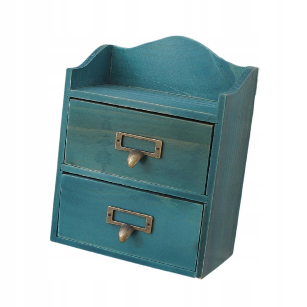 Desktop Drawer Storage Box Case with 2 Drawers Desk Organizer Tabletop Blue