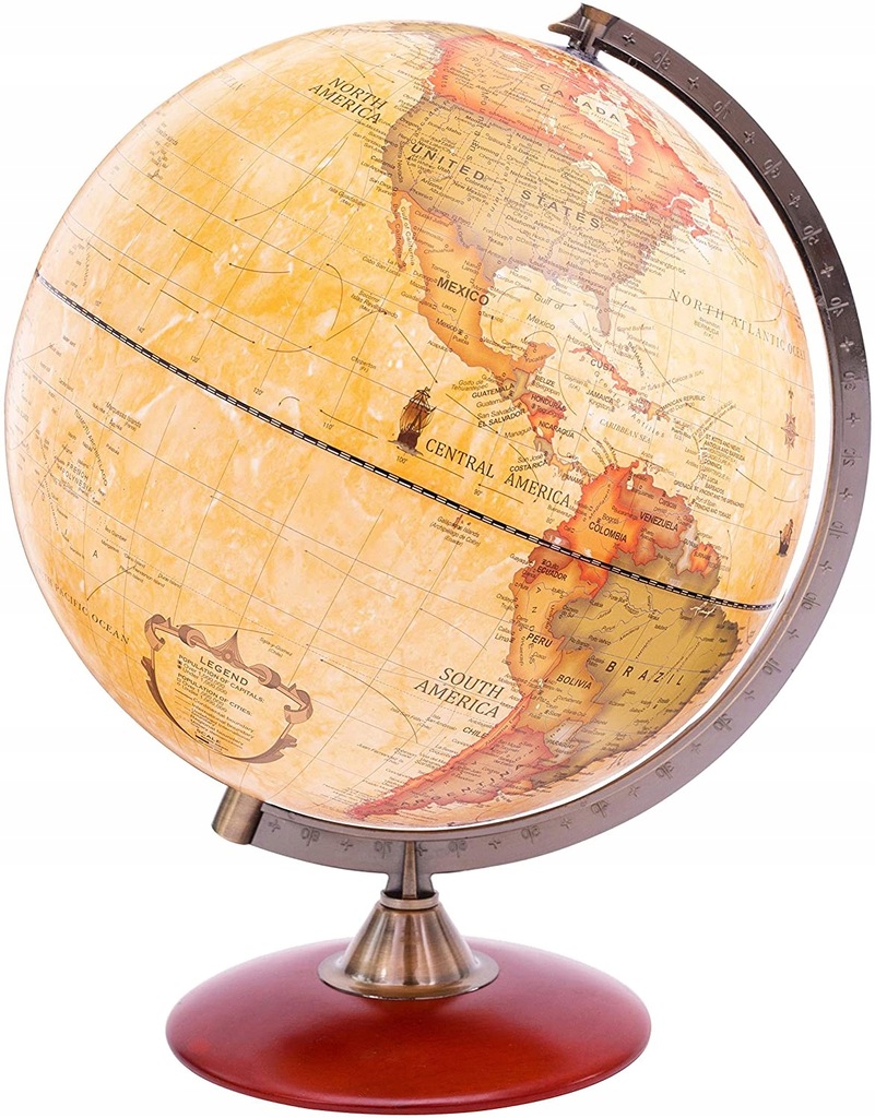Exerz 30cm Antyczny Globus z drewnianą podstawą