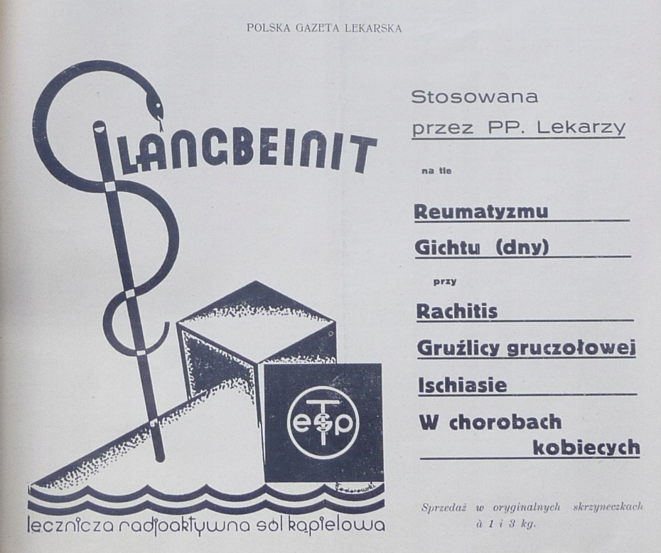 REKLAMA radioaktywnej soli kąpielowej 1934