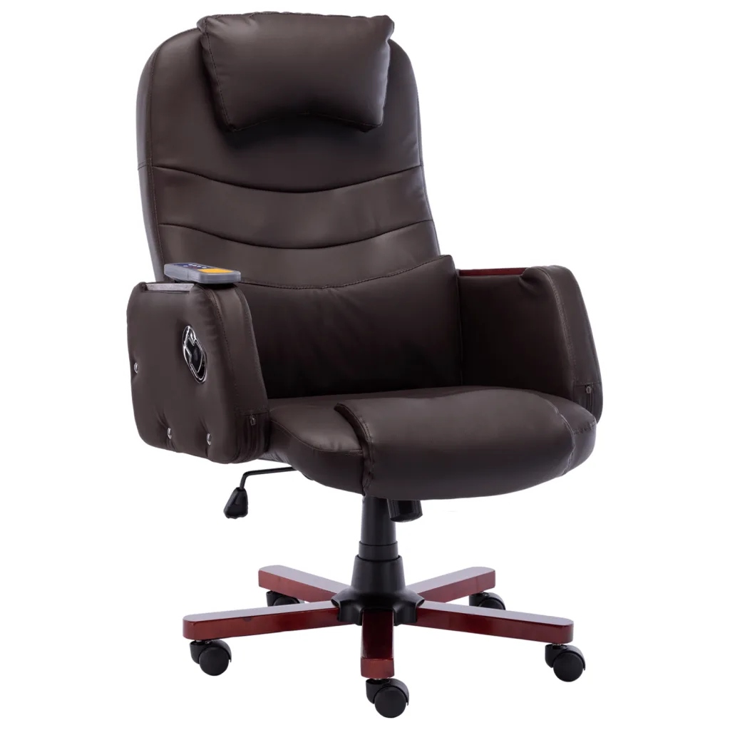 vidaXL Krzesło biurowe z funkcją masażu, brązowe,