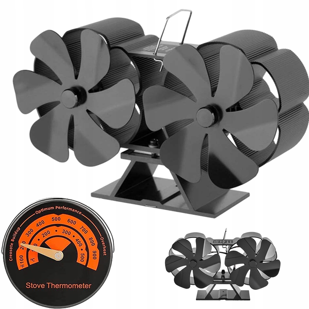 Double Head Design Patented Mute Heat Powered Eco Friendly Wood Stove Fan