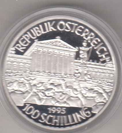 Austria 100 szyling 1995 srebro pro0f