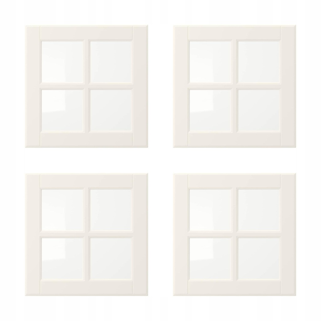 4 szt. BODBYN Drzwi szklane - kremowy 40x40 cm