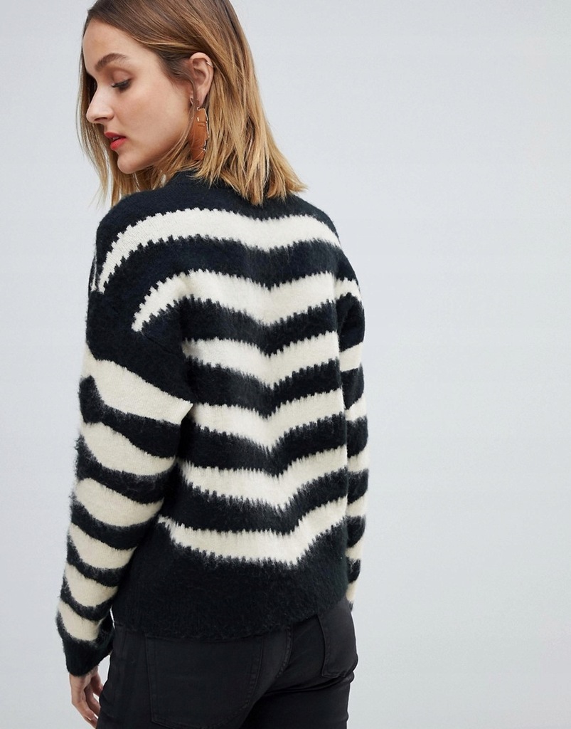 MANGO Sweter ZEBRA PRĄŻKI z zebrę 34 / 36 XS S HIT