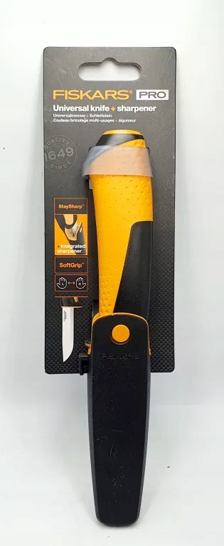 NÓŻ UNIWERSALNY Z WBUDOWANĄ OSTRZAŁKĄ 215MM FISKARS