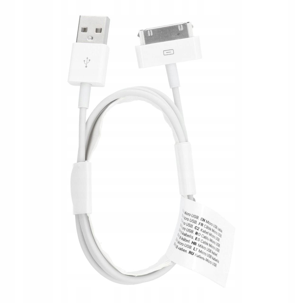Kabel USB do iPhone 30-pin (iPhone 4) 1A C606 biały 1 metr