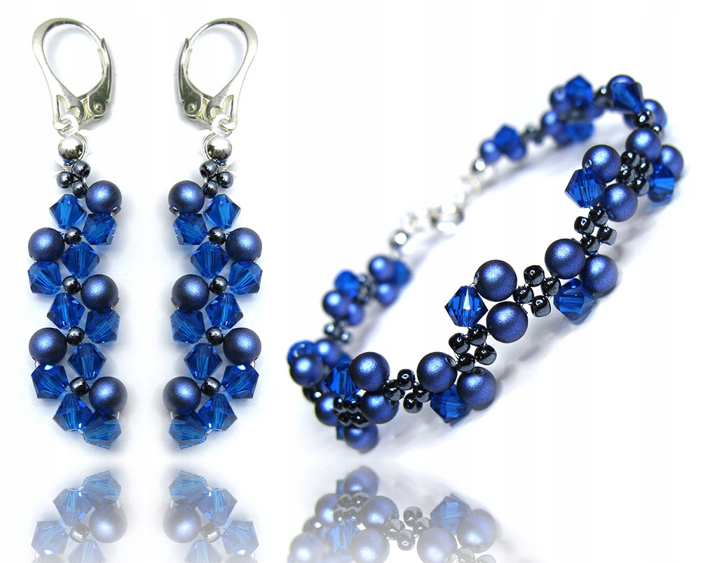 Komplet z kryształów i pereł Capri BLUE
