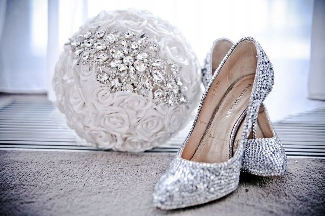 Buty srebrne primamoda z cyrkoniami ślubne