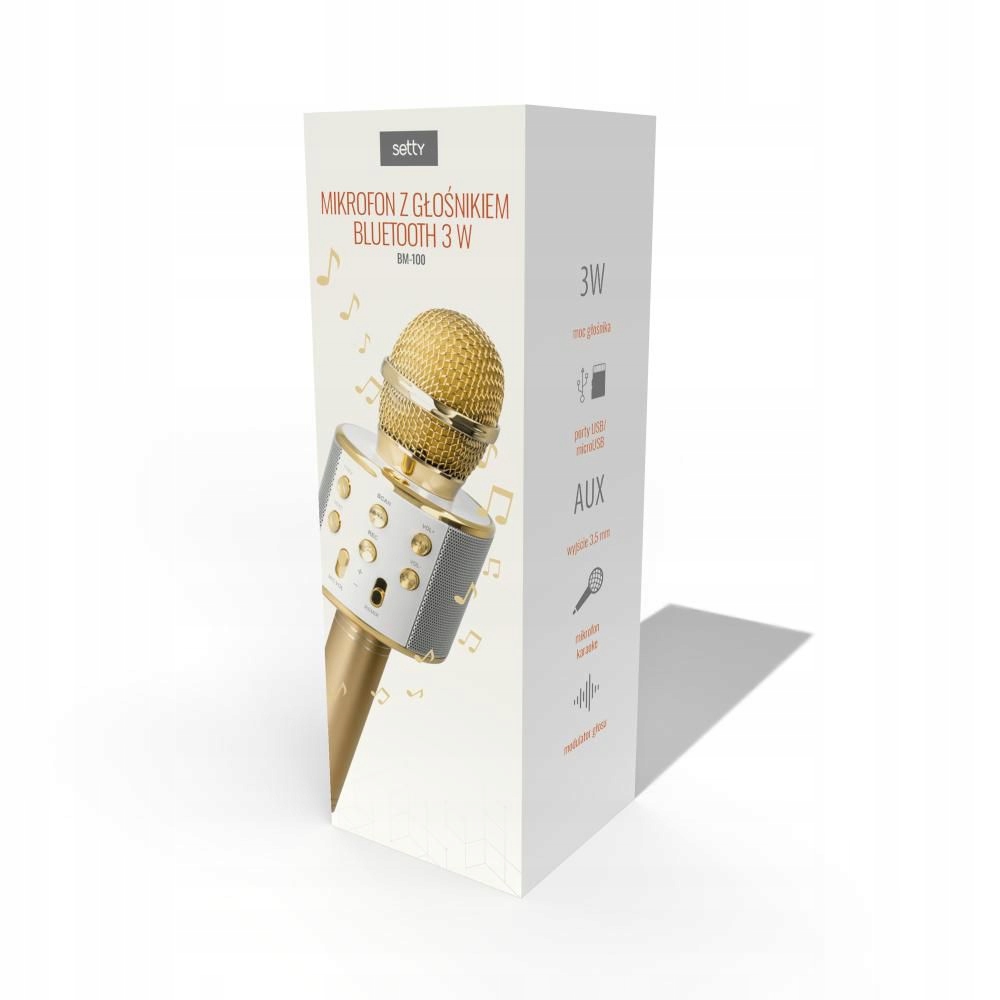 MIKROFON Z GŁOŚNIKIEM BLUETOOTH 3W SETTY BM-100 ZŁOTY