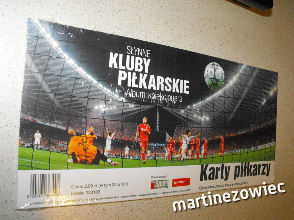 Karty piłkarzy Słynne kluby piłkarskie 8szt wFOLII