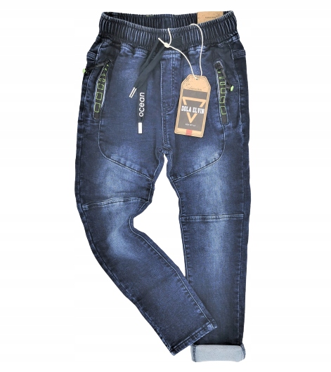 spodnie jeansowe wciągane SLIM FIT 140 mięciutkie
