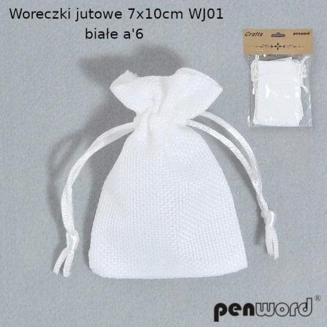 WORECZKI JUTOWE BIAŁE 7X10CM 6SZT