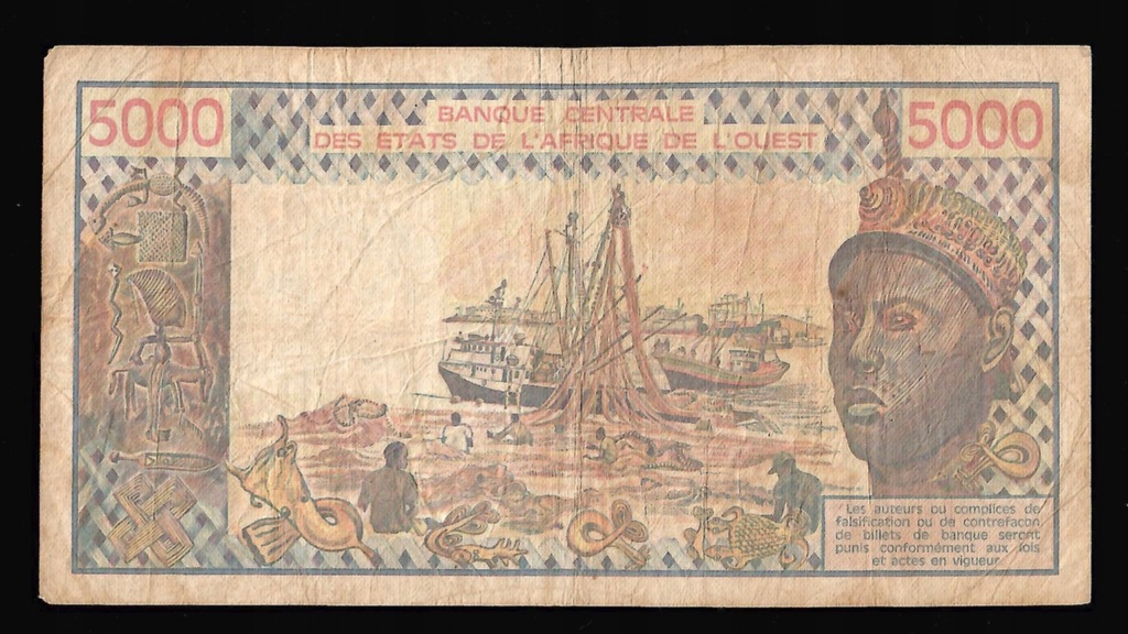 Wybrzeże Kości Słoniowej - 5000 franków 1980