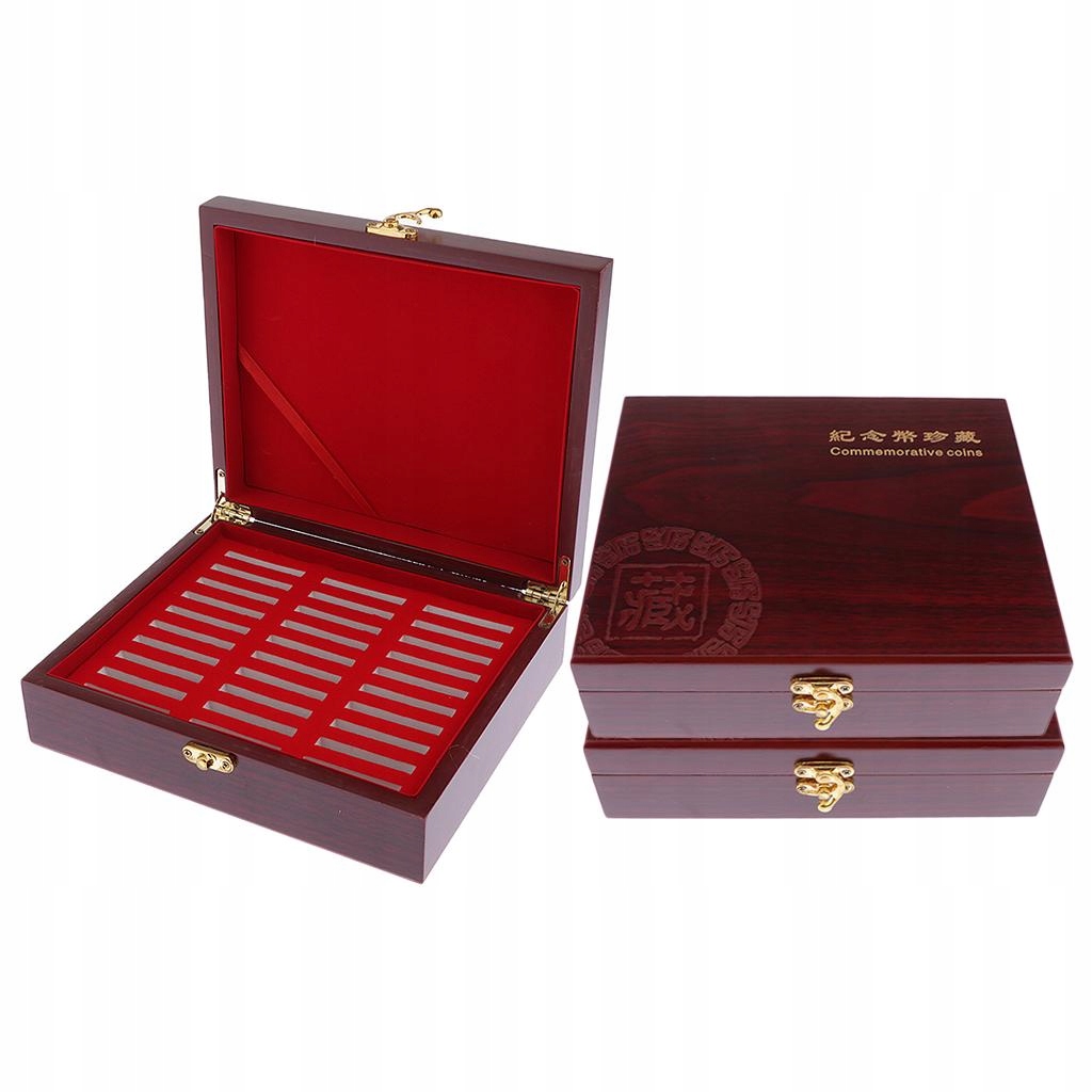 3x Wooden Commemorative Coin Box Holder Display