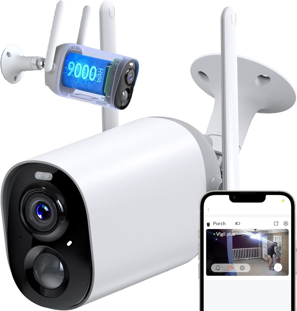 Kamera Zewnętrzna IP WiFi Bezprzewodowa AKUMULATOR FHD SD DETEKCJA RUCHU