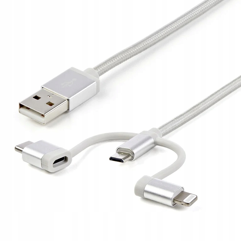 StarTech LTCUB1MGR kabel USB USB 2.0 1 m USB A Micro-USB B Srebrny