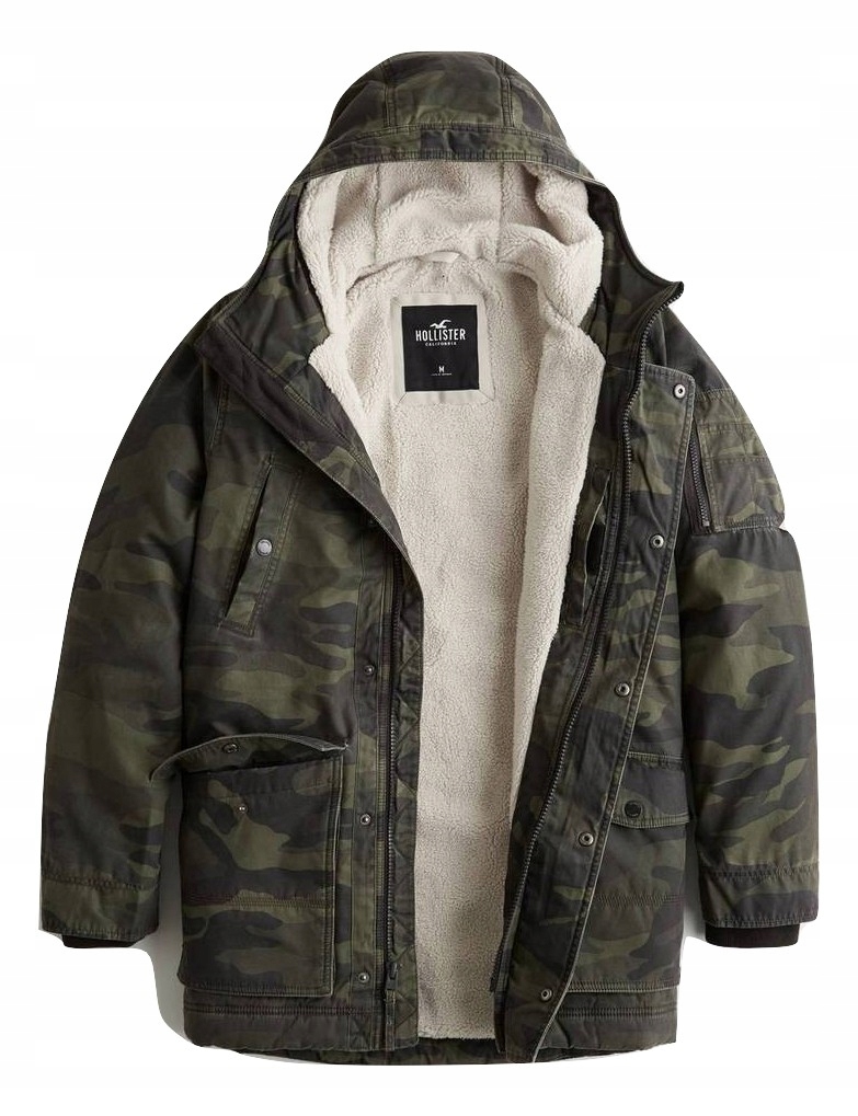 Kurtka Abercrombie Hollister L Parka Sherpa moro