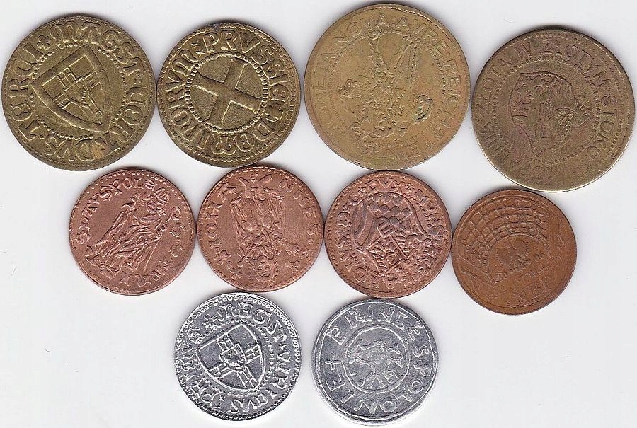 Zestaw monet i żetonów 10 sztuk (8)