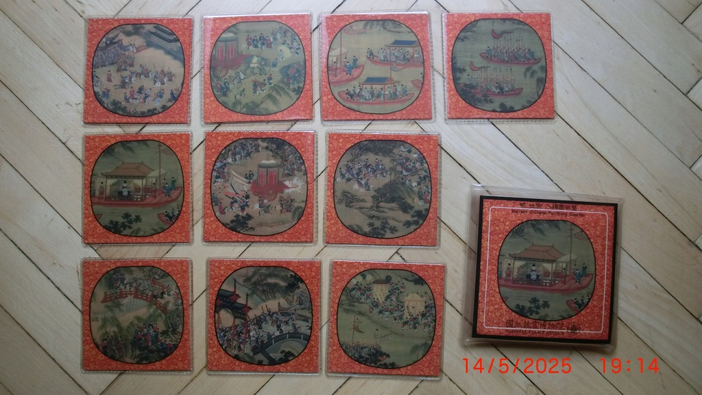 Ciekawy zestaw podkładek z antycznymi chińskimi wzorami