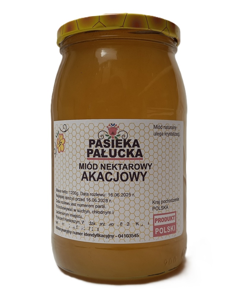 Miód akacjowy 1,2 kg POLSKI 100% NATURALNY 2025 z rodzinnej pasieki