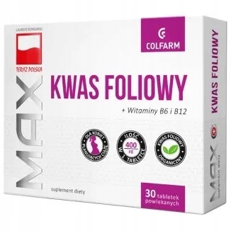 Suplement diety Colfarm Max kwas foliowy 30 tabletek