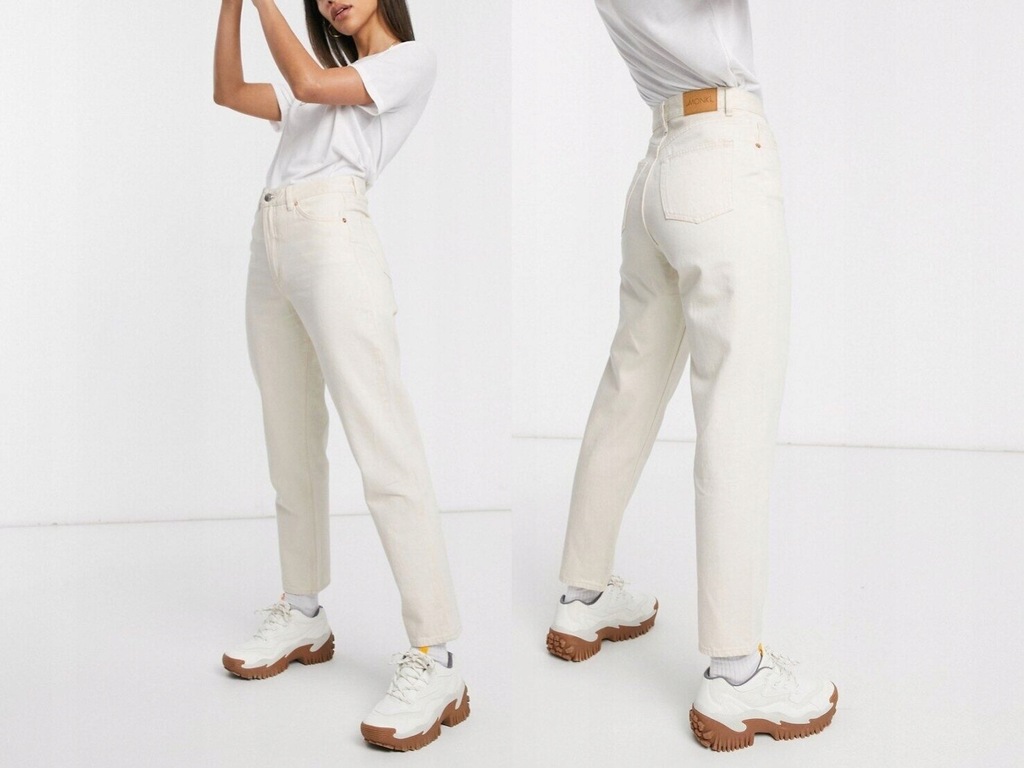 Monki Taiki Mom jeans w kolorze ecru W32