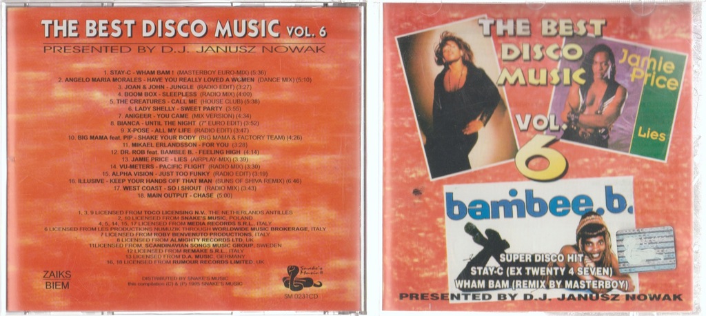 THE BEST DISCO MUSIC VOL 6 SNAKE'S MUSIC SM0231 CD