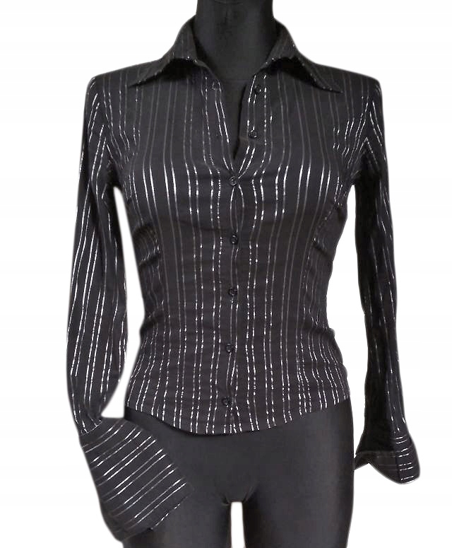 Orsay bluzka czarna srebrne paski stretch r. XS